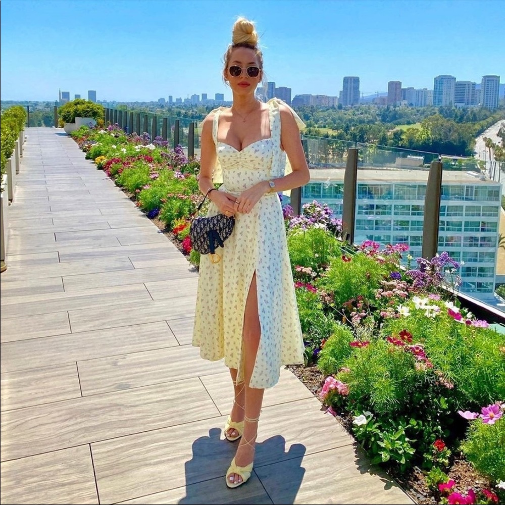 NEW Yellow Cottage Core Floral Summer Dress